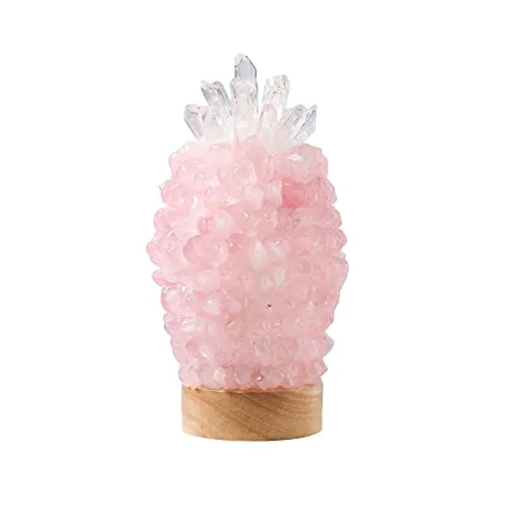 Natural Rose Quartz Crystal lamp Nightstand Light Crystal gem Making USB Interface Health Energy gem for Gifts