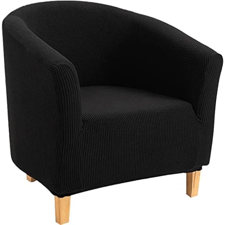 Soft Club Chair Slipcover, 1 Piece Spandex High Stretch Tub Chair Cover Machine Washable Form Fitted Armchair Slipcovers Chair Protectors Cover Couch Covers for Cafe Home Office ( Color : Black )