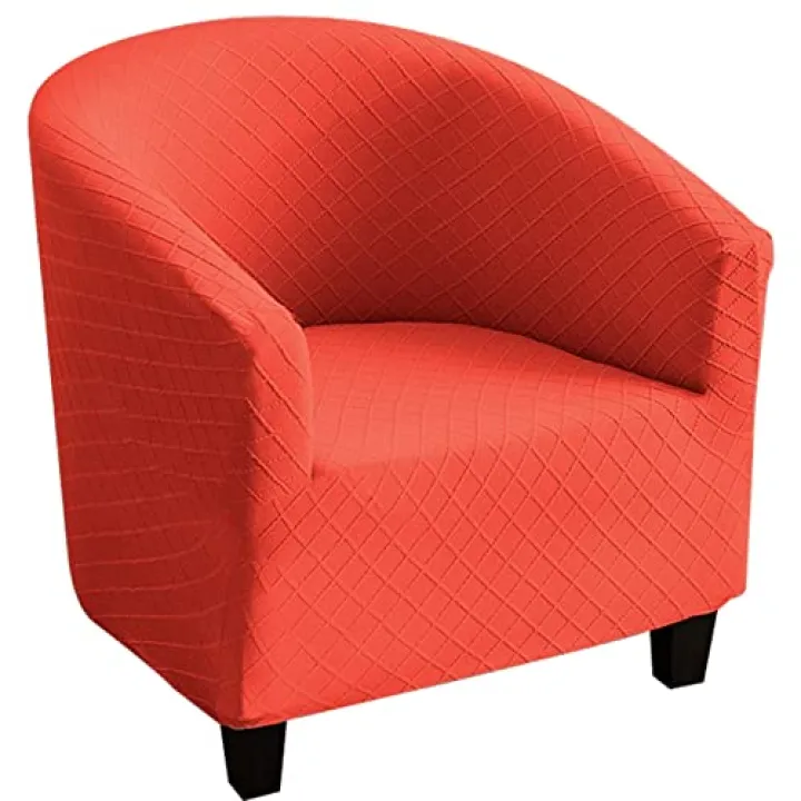 Konsilsa 1 Piece Club Chair Slipcover, Machine High Stretch Tub Chair Cover Jacquard Armchair Slipcovers Couch Covers Chair Protectors Cover for Office Bar Counter Hotel (Color : Red)
