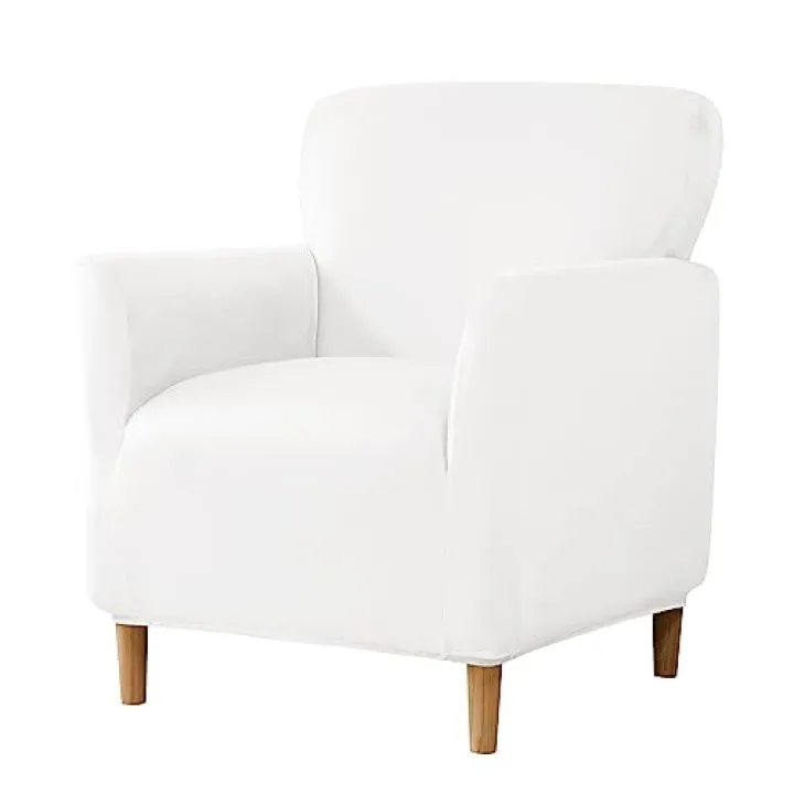 Elehealthy Stretch Chair Covers Banquet Armchair Slipcovers Luxury Velvet Armchair Sofa Covers Chair Slipcover Anti-Slip Furniture Protector for Living Room Friendly for Kids Pets (White)
