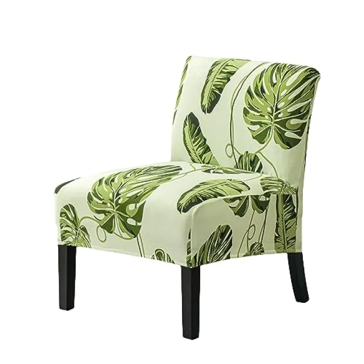 PENDEJATO Armless Accent Chair Covers, Stretch Armless Chair Slipcover Soft Print Armless Chair Covers Furniture Protector for Living Room Bedroom (Green)
