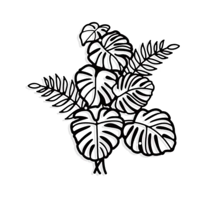 NBEADS Tropical Leaves Metal Wall Art Decor, Matte Style Wall Hanging Decor Silhouette Wall Art for Home Garden Hotel Office Wall Festival Decoration Gift, 11.69×11.8 Inch