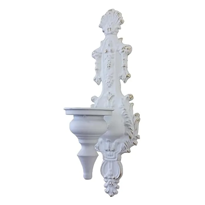 BOOMLATU Iron Wall Candle Sconce Holder French Court Taper Wall Mounted Rustic Candle Holder Shabby Chic Wall Decoration for Living Room Dining Room Antique White (Whiite C)
