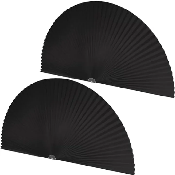 Fainne 2 Pcs Half Moon Window Shade Half Circle Arch Window Blackout, Light Filtering Pleated Fabric Shade No Drill Easy Install Light Blocking Blinds, 36 x 72 Inch (Black)
