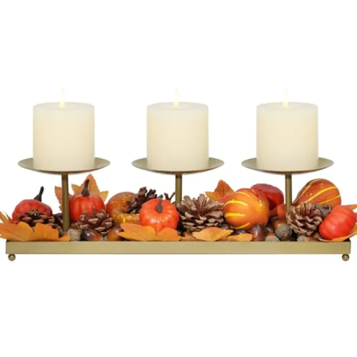 CHOCSTAY Adjustable Gold Candelabra Fireplace Candle Holder, Metal Design with Weighted Base, Perfect for Fireplace, Floor, Table Centerpiece, and Holiday Events