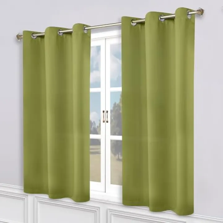 Superior Blackout Curtains, Room Darkening, Bedroom, Drapes, Kitchen, Living Room Window Accents, Sun Blocking, Thermal, 2 Pack, Solid Blackout Curtains, Set of 2, 52" x 72", Sage