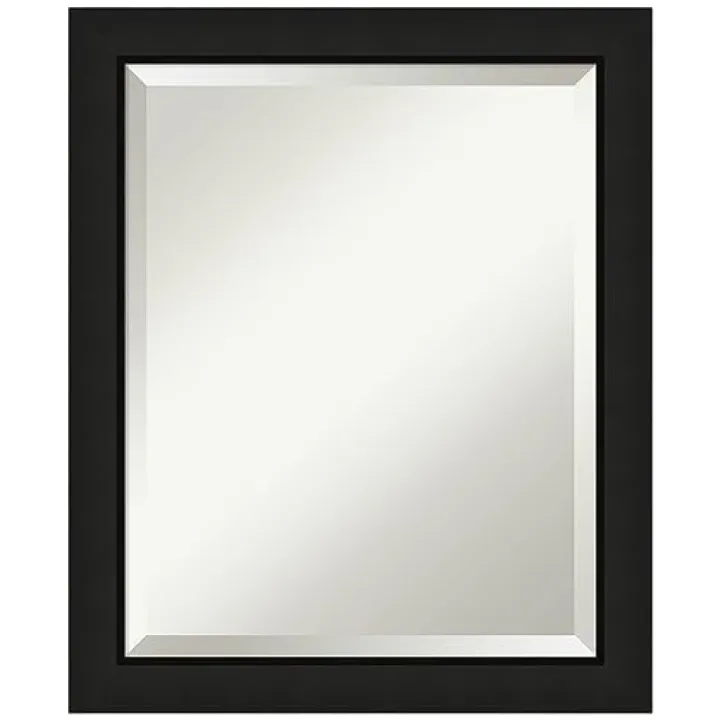 Amanti Art Black Bathroom Mirror for Over Sink, 23x19 Midnight Black Narrow Rectangle Vanity Mirror, Small Casual Wood Frame, Hangs Horizonally and Vertically, Bathroom Wall Decor, Beveled Edge