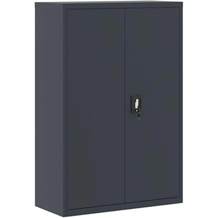 vidaXL Anthracite File Cabinet - Industrial Style, Steel Material, Large Storage Space with Adjustable Shelves, Lockable System for Office
