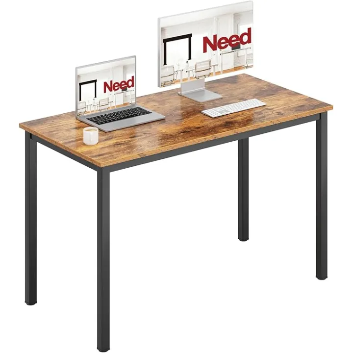 Need Office Computer Desk - 47 Inches Modern Simple Heavy Duty Working Study Table,Modern Simple PC Writing Table,Home Office Desk Rustic Brown&Black
