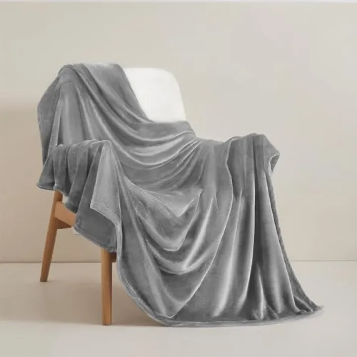 LaSyL Fleece Throw Blanket for Couch 50"x60" Grey - 300GSM Soft Cozy Plush Fuzzy Flannel Blanket - Lightweight Anti-Static Microfiber Blanket for All Season