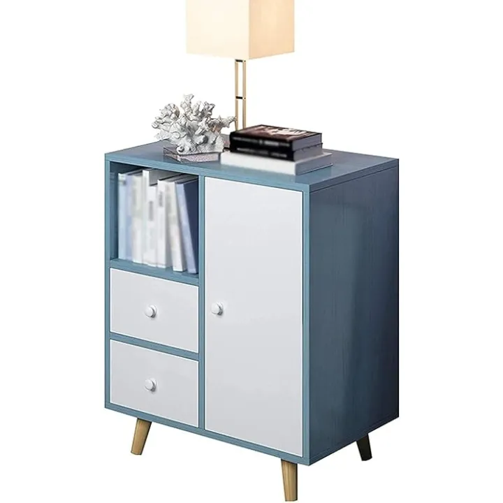 HegZA Side Table Bedside Tables Bedroom FurnitureFile cabinets Nightstand Solid Wood Legs 2-Drawers Home Bedroom Storage Locker 60X40X73CM Side Table Bedsidestorage cabinets (B)