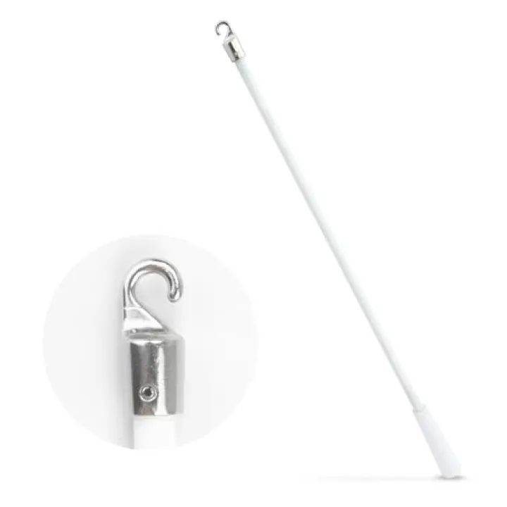 17 inch White Fiberglass Blinds Stick Replacement with Metal Hook, Vertical Blind Wand, Blind Curtain Opener, Window Blind Tilt Wand Control, Open Blind Rods/Wands Replacement Part, 1 Piece