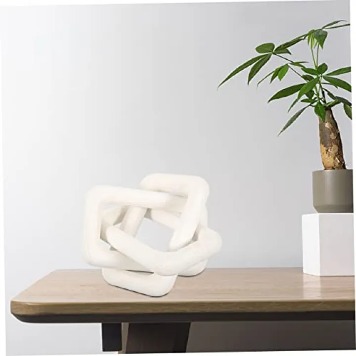 BESTOYARD Wooden Chain Decoration Aesthetic Room Decor Sculptures Home Decor Wood Knot Sculpture Shelf Decor Accents Wood Knot Home Decor Table Decor Bohemian Wall Decoration Pine Wood White