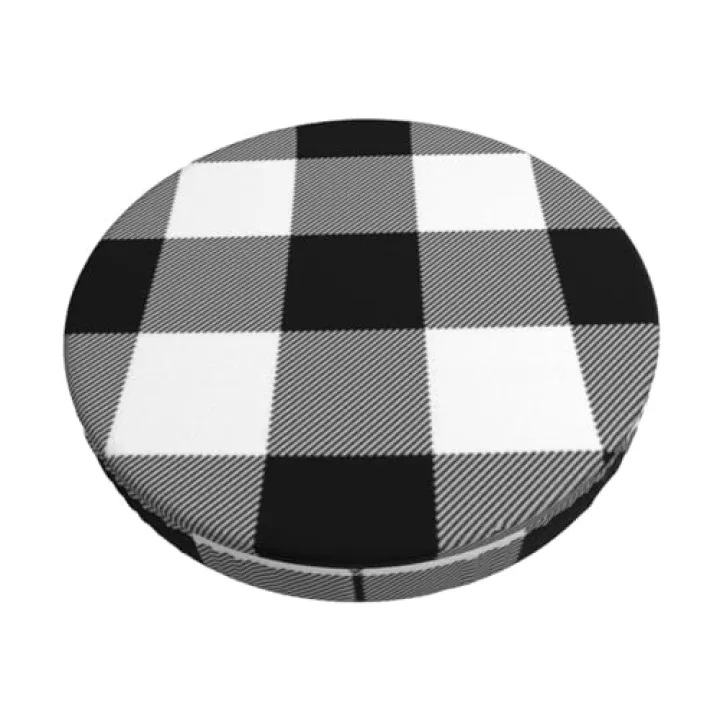 Bar Stool Cover Round,Rustic Black and White Buffalo Check Plaid Elastic Stool Seat Cushion Cover Washable Stool Chair Cover Dustproof Slipcover 14 Inch