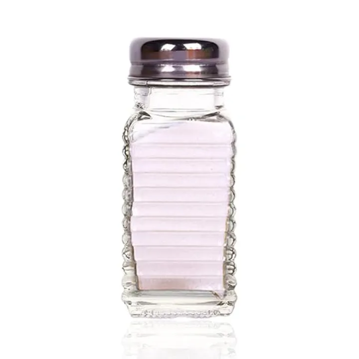 ATB Glass Salt and Pepper Shakers with Stainless Steel Lids - Farmhouse Style Spice Dispensers, Freshness Seal Sugar Shaker, Glass Spice Jar for Various Seasonings (Rectangular Stripes)