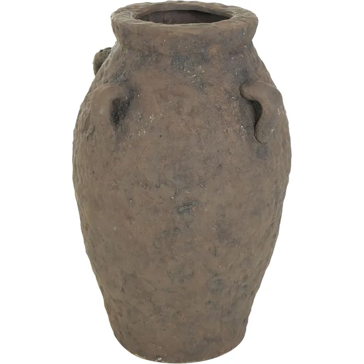 Deco 79 Ceramic Handmade Decorative Vase Textured Centerpiece Vase with Handles, Flower Vase for Home Decoration 10" x 10" x 15", Dark Brown