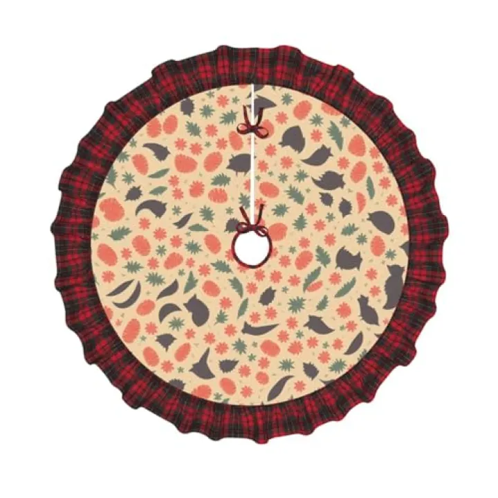 Animals Form Printed Patterns Print Christmas Tree Skirt Red Black Plaid Border Xmas Tree Skirt Holiday New Year Party Christmas Party Decor. 30 in 36 in 48 in