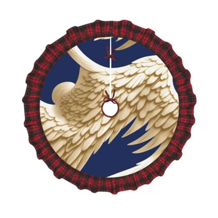 Wing Printed Pattern Print Christmas Tree Skirt Red Black Plaid Border Xmas Tree Skirt Holiday New Year Party Christmas Party Decor. 30 in 36 in 48 in