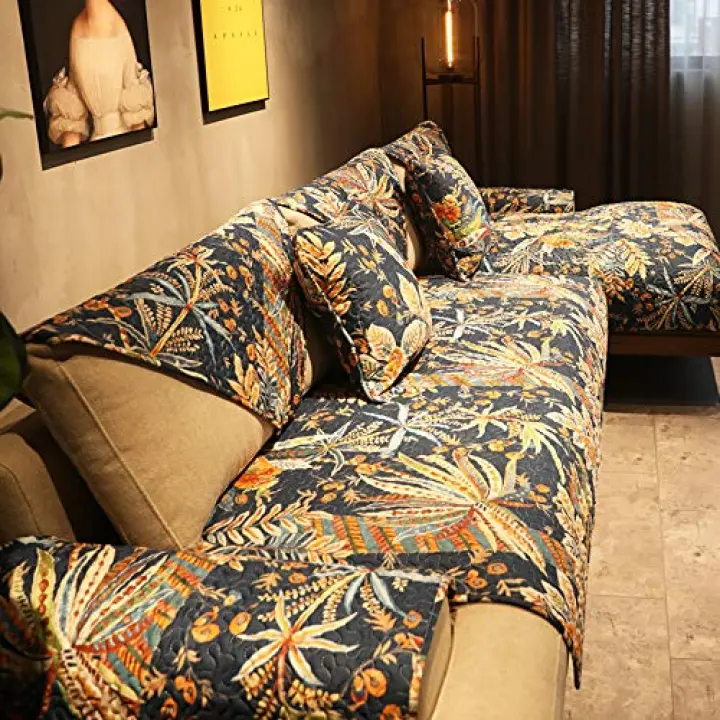 Sofa Non-Slip Couch s Sectional Corner Slip All Seasons Pure Cotton Classical Light Luxury Style Settee Cushion for Dogs Cats Pet Love Seat Recliner Protection Pad C-110X160CM (A 110X180CM)