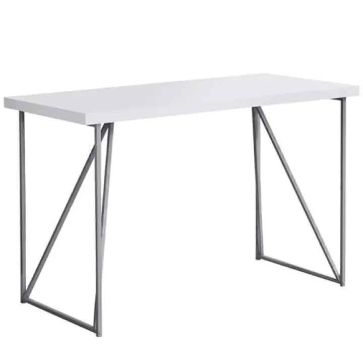 Pemberly Row Computer Desk Home Office Laptop Work Metal Laminate White Gray