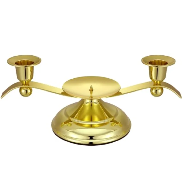 Ziliny Unity Candle Holders for Weddings 3 Arm Iron Scroll Candlestick Holders 11 x 5 x 4 Inches for Events Church Anniversary Party Wedding Day Accessories(Gold)