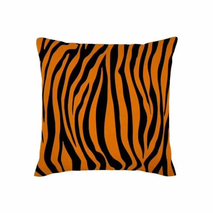 TASDANA Tiger Orange Black Stripe Throw Pillow Cover Abstract Wildlife Asia Nature Jungle Pillow Covers 18X18 Inch Square Cotton Linen Soft Couch Cushion Case for Bedroom Sofa Living Room Home Decor