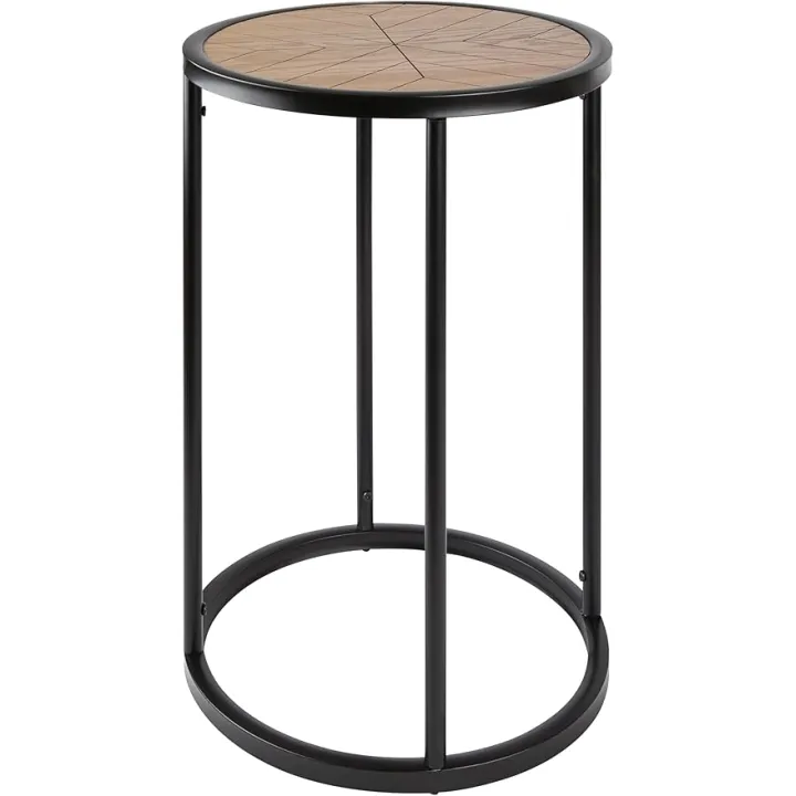 Canarm Birkett Round Metal Side Table, 15.75" W x 15.75" H x 23.63" D - Casual Living Room & Bedroom Pedestal End Table in Brown with Easy Assembly