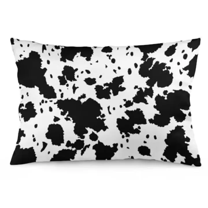 YUDILINSA Cow Print Throw Pillow Cover Queen Size Black and White Cow Cowhide Skin Farmhouse Western Decorative Lumbar Pillow Case Standard Pillow Cases with Zipper Cushion Covers for Couch,20"x30"
