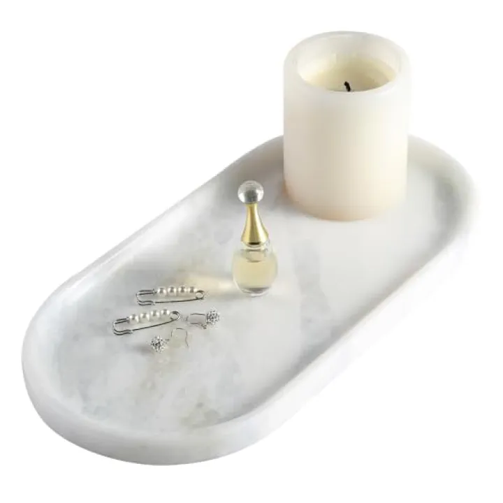 Koville African Natural Marble Decorative Tray, 12"x6" - Countertop Organizer, Catchall Tray for Perfume, Candles, Jewelry