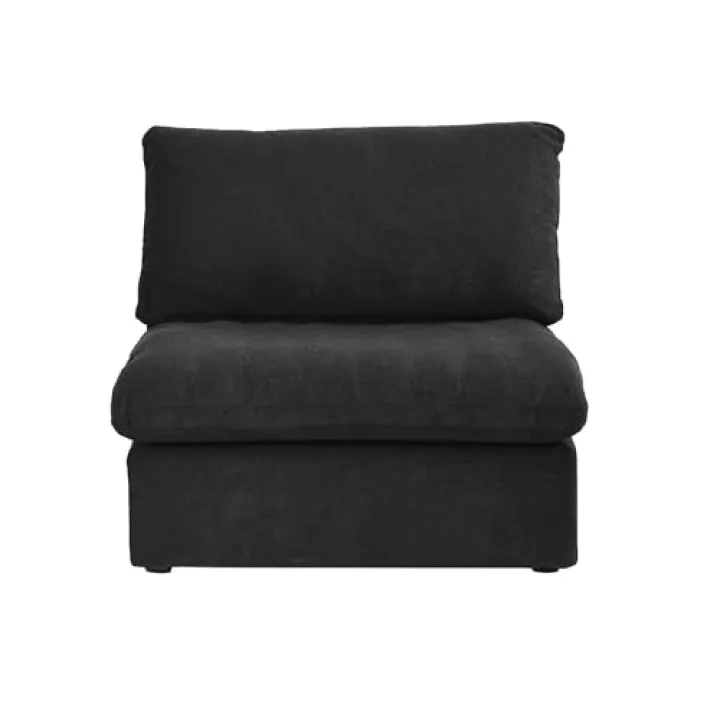 Down Filled Middle Seat,Cloud Modular Sectional Sofa,Minimalist Wide Deep Seat Couches for Office Apartment(Black)