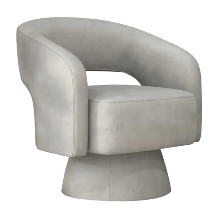 ANJ Swivel Accent Chair, Modern Luxury Velvet Accent Chair, Comfy Round Armchiars, 360 Degree Swivel Barrel Chairs for Living Room, Bedroom Office, Grey