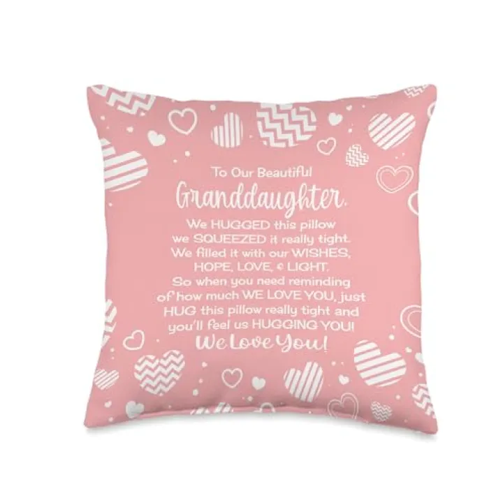 pink granddaughter gifts from grandparents cute hearts hugs Throw Pillow