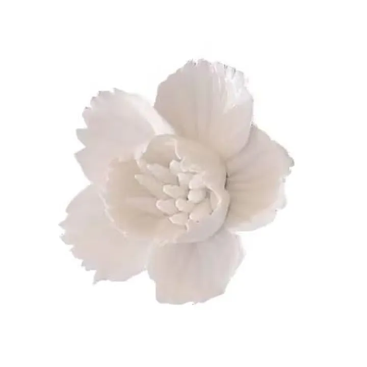 AMERRY 3D Wall Art - Handmade Porcelain Flower Wall Decor (White, Cherry Blossom, 2.76")