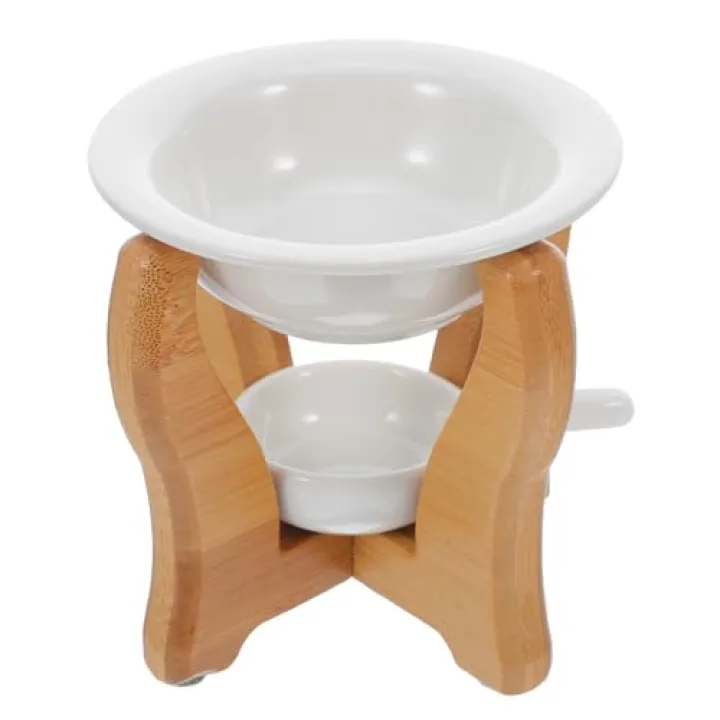 HOMSFOU Ceramic Wax Melt Burner 4.4 Inch Essential Oil Warmer with Tealight Candle Holder for Home Fragrance and Relaxing Ambiance