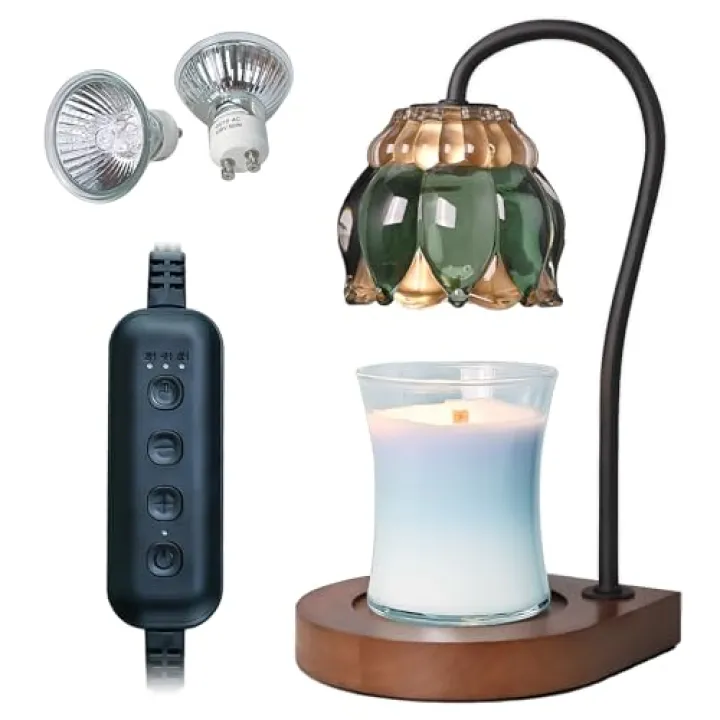 PPZHAVG Candle Warmer Lamp Birthday Gifts for Women Mom, Mothers Day Gifts, Compatible with All Jar Candles, Wax Melt for Candle Home Decor, Modern Farmhouse Decor, Candle Warmer Timer DarkGreen