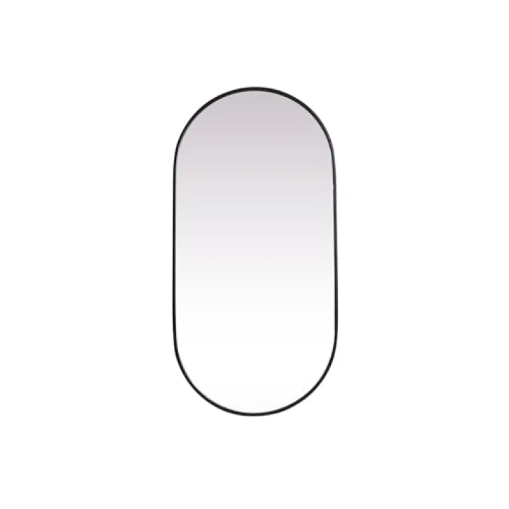 Elegant Decor Asha 24x48 Oval Modern Metal Wall-Mounted Mirror in Black