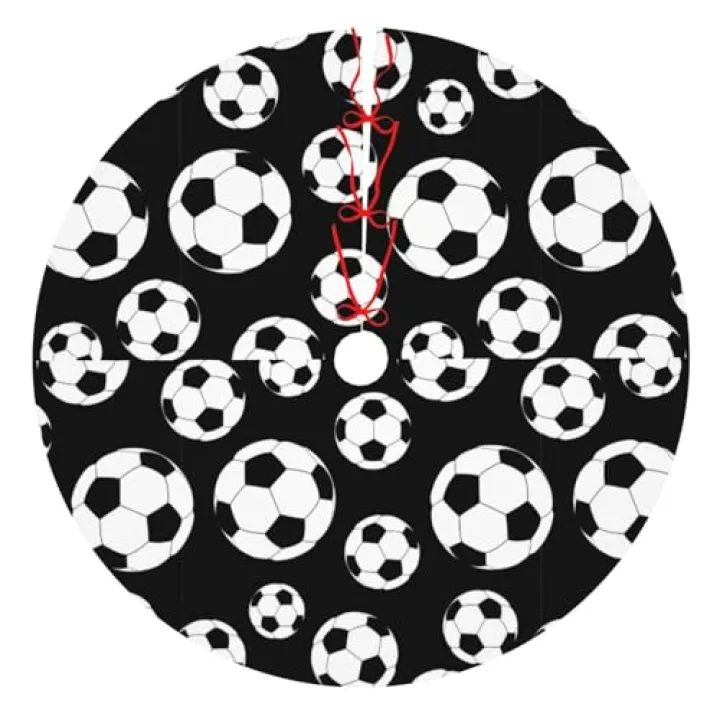 Soccer Black Pattern,Merry Christmas Tree Skirt,Xmas Tree Skirt 36 Inch for Indoor Outdoor Decor