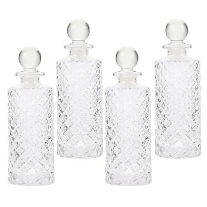 IMSFQFWL 4 PCS 150ml Glass Diffuser Bottles, Home Fragrance Glass Diffuser Bottles Essential Oil Diffuser Jar Decorative Reed Diffuser mpty Perfume Containers
