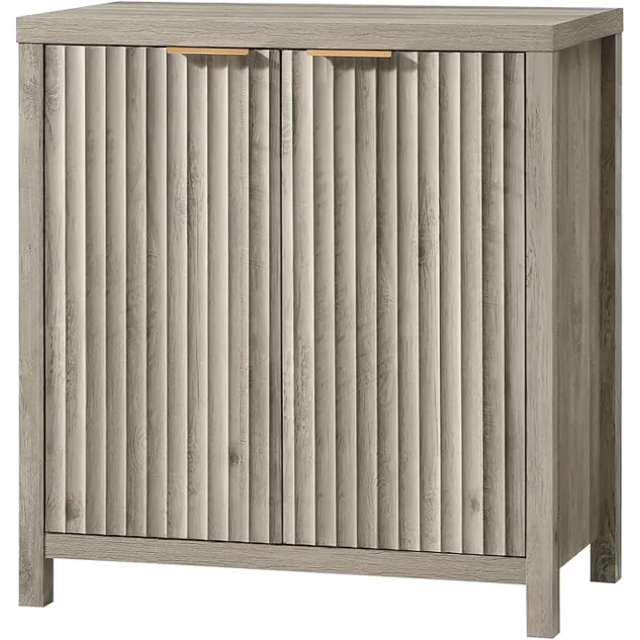 Oxford Storage Cabinet Fluted Sideboard Buffet with Adjustable Shelves, Modern Accent Console Cabinet for Living Room, Kitchen (Grey Oak)