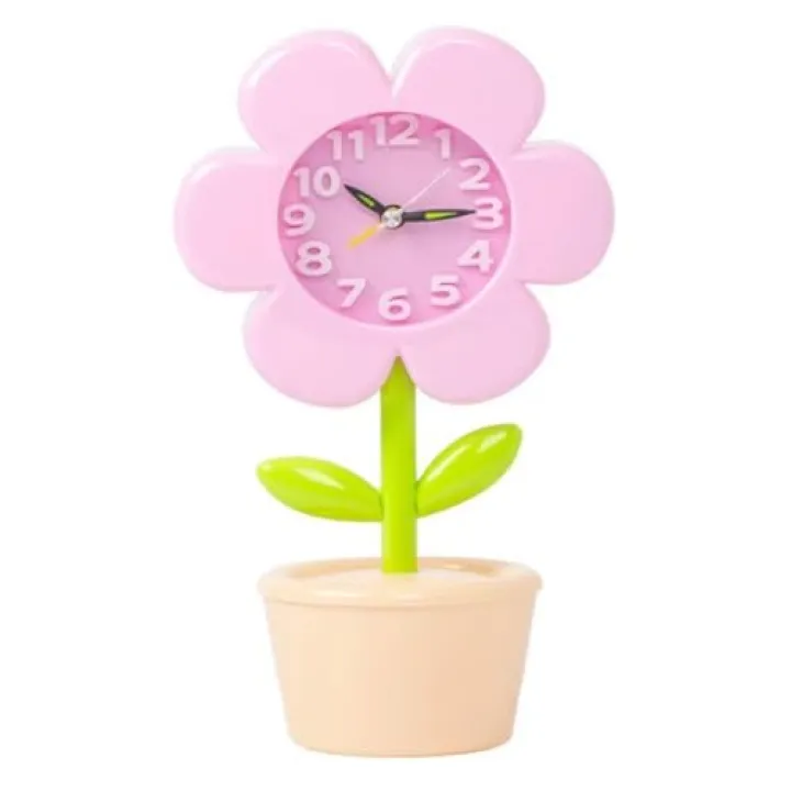Flower Alarm Clock for Kids Cute Alarm Clock for Kids Bedroom, No Battery, Bedside Clock Children's Sleep Trainier, Wake Up for Boys Girls Birthday Gifts (Pink)