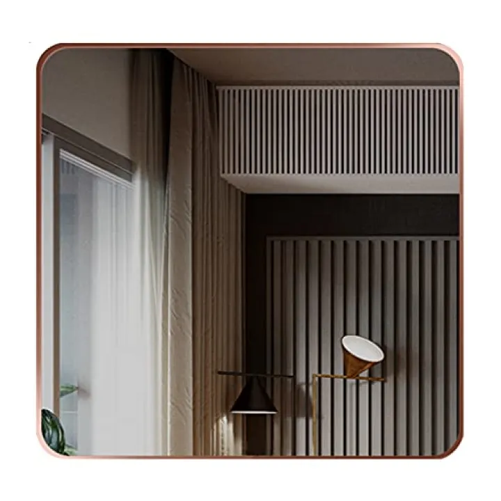 Bathroom Mirrors Square Wall Mirror Brushed Metal Framed HD Explosion-Proof Wall Mounted Vanity Mirror for Bathroom Bedroom Living Room Entryway Wall Mirror(Size:70x70cm Color:Black)