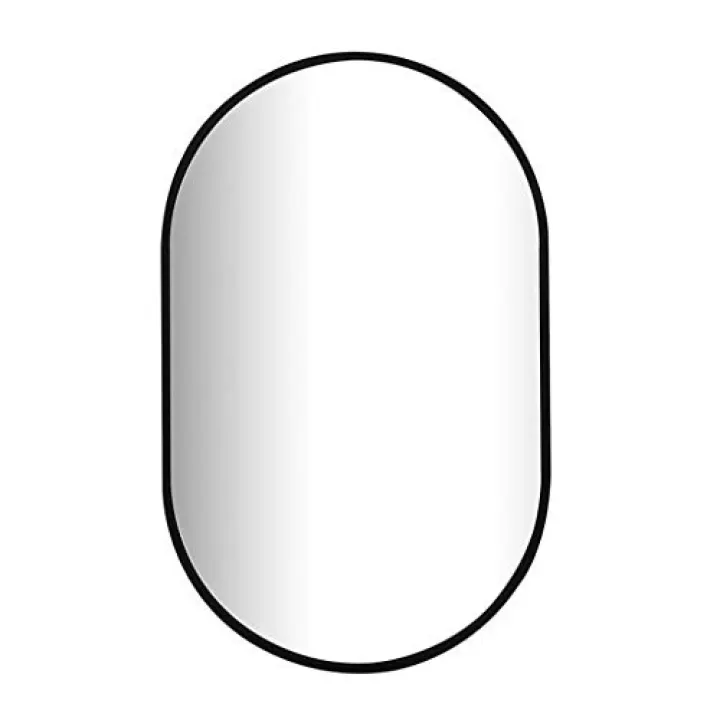 Modern Black Bathroom Wall Mirror Oval Shaving Mirror Wall Mounted Brushed Metal Frame Circle Makeup Mirror for Vanity Living Room Bedroom(Size:40×60CM)
