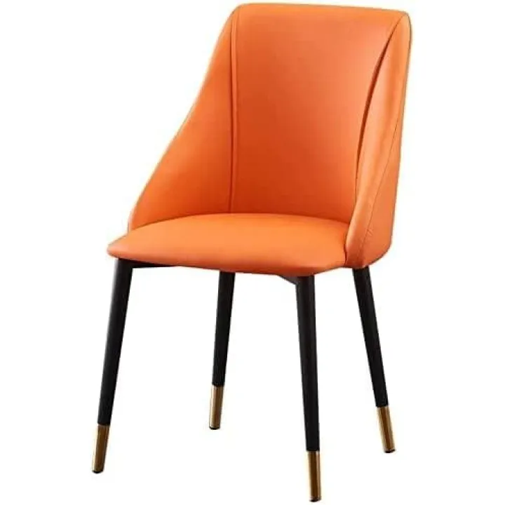 Business Dining Chairs Set Kitchen Dining Chairs PU Leather Side Chair with Metal Legs Living Room Lounge Counter Chairs (Color:Orange)