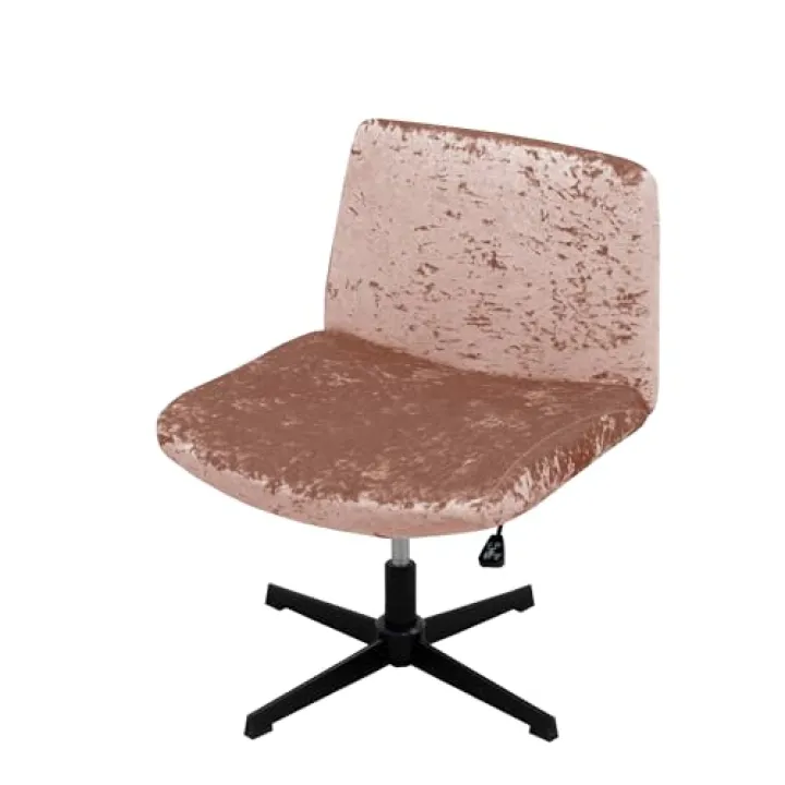 Armless Chair Slipcover Criss Cross Accent Mid Back Wide Seat Swivel Task Chair Protector Stretch Removable for Living Room Bedroom Accent Chair (Pink)