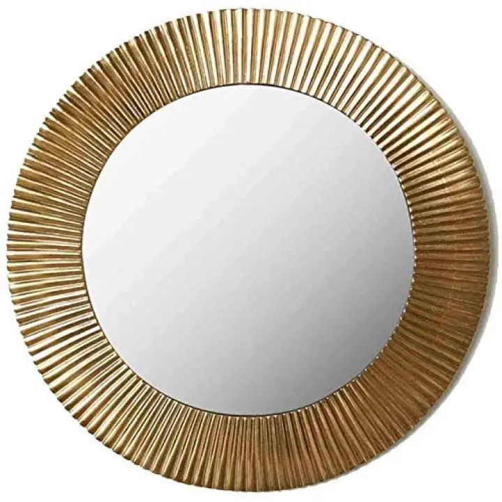 Makeup Mirror Round Wall Decorative Mirrors with Golden Metal Frame Nordic Wall-Mounted Make Up Vanity Mirror
