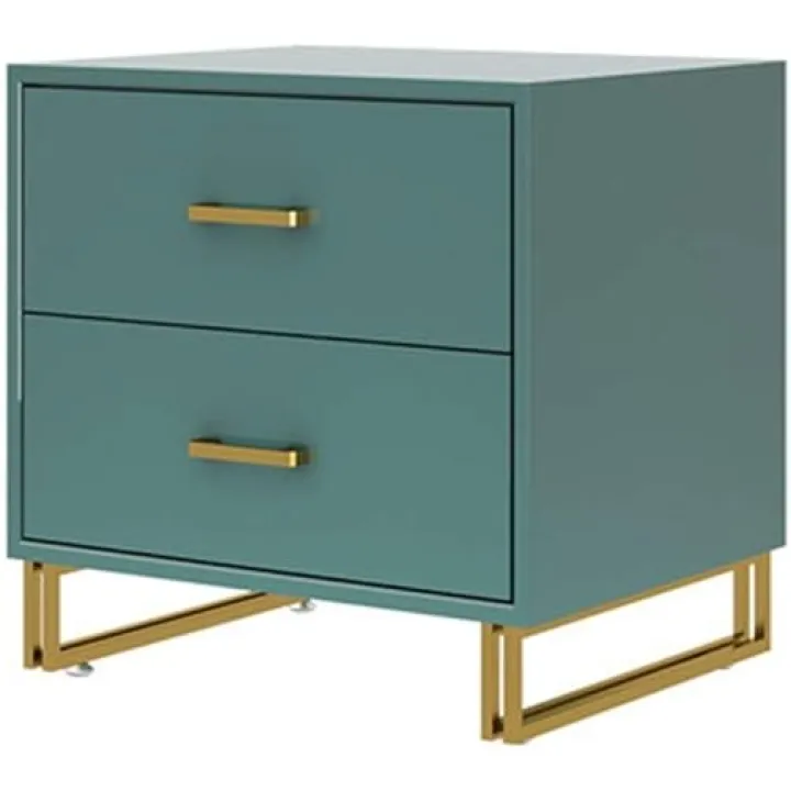 Nordic Nightstand Simple Modern Green Bedside Minimalist Home Two Drawers Home Bedroom Storage Bedside Cabinet Nightstand (Color : Black) (Green)