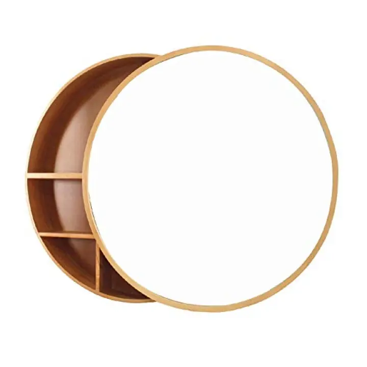 Mirror Golden Wall-Mounted Decorative Hd Image Clear and Reasonable Use of Space Dressing Cabinet and Vanity Combined in Diameter 70Cm 70Cm