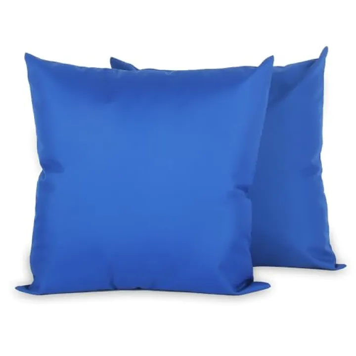 Sigmat Waterproof Outdoor Pillow Covers Fade Resistant Decorative Throw Pillowcases for Patio, Sofa and Chair Set of 2, 20x20 Inch, Royal Blue