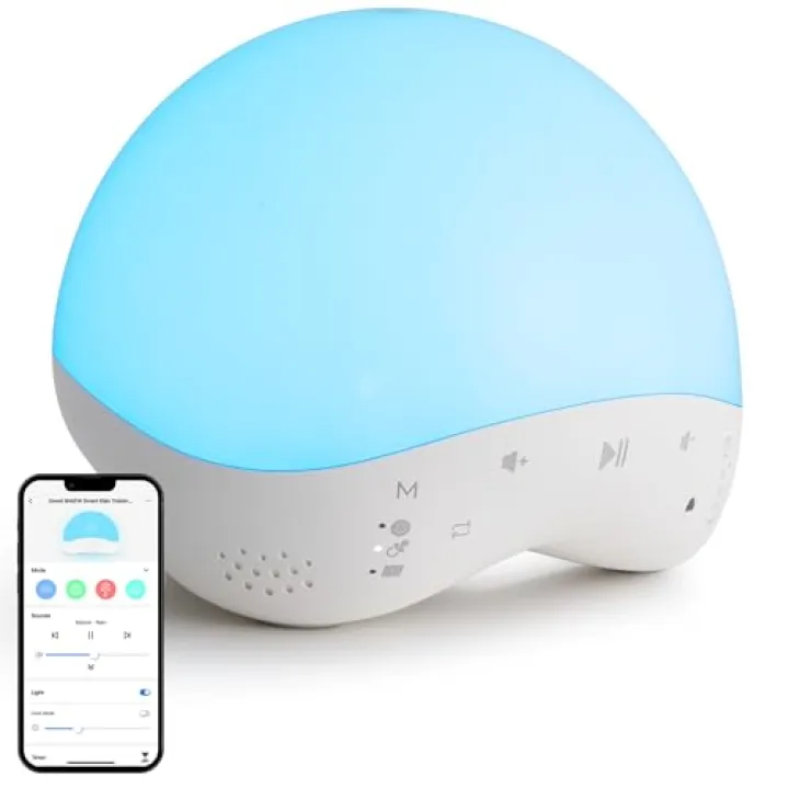 Geeni Rise and Shine Baby White Noise Machine with Night Light, 25 Soothing Sounds, RGB Colors, Customizable Sleep Training - Perfect Sound Machine Night Light for Babies and Toddlers