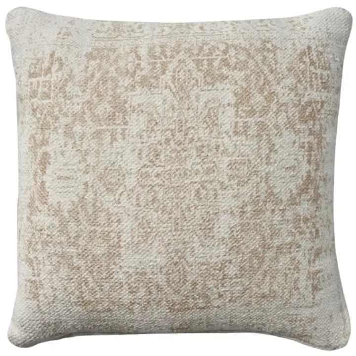 Nicole Curtis Mina Victory Lifestyle Indoor Ivory Beige 20" x 20" Throw Pillow